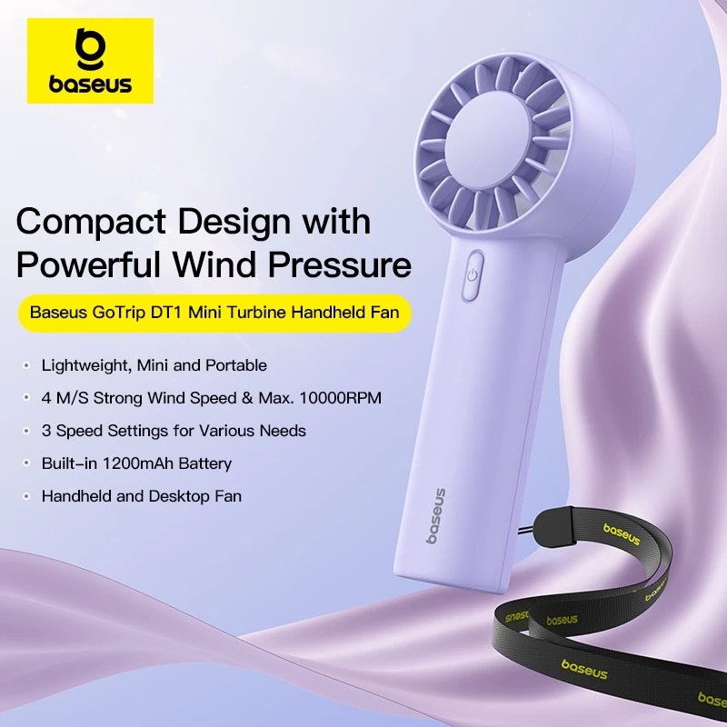 Baseus GoTrip DT1 Mini Turbine Handheld Fan (Nebula Purple) (C10272300511-00)