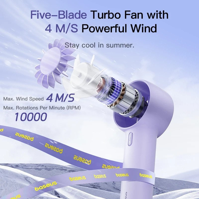 Baseus GoTrip DT1 Mini Turbine Handheld Fan (Nebula Purple) (C10272300511-00)