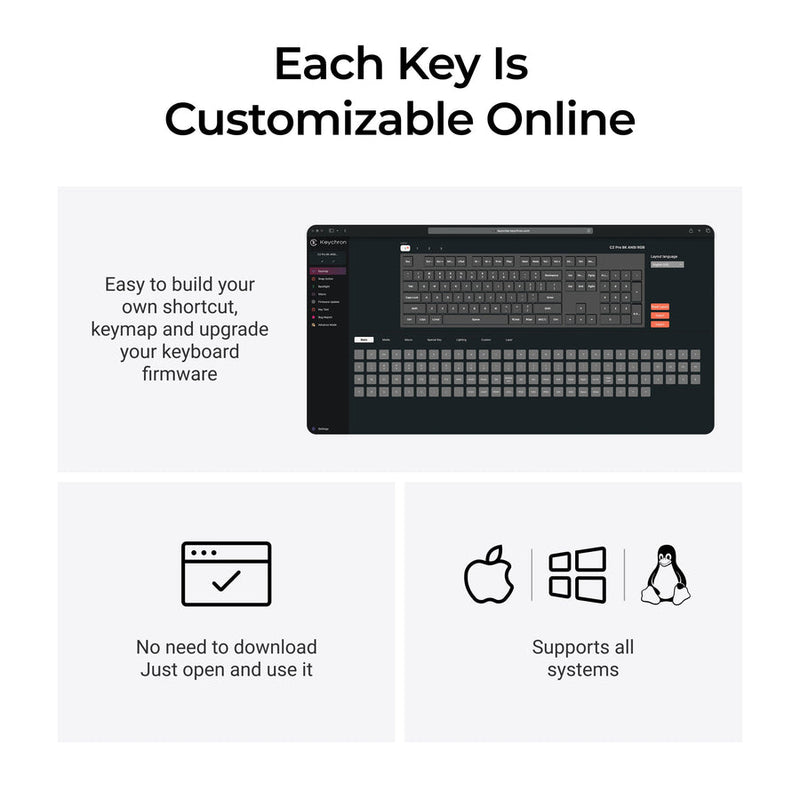 Keychron C2 Pro 8K QMK RGB Hot-Swappable Full Size Wired Custom Mechanical Keyboard