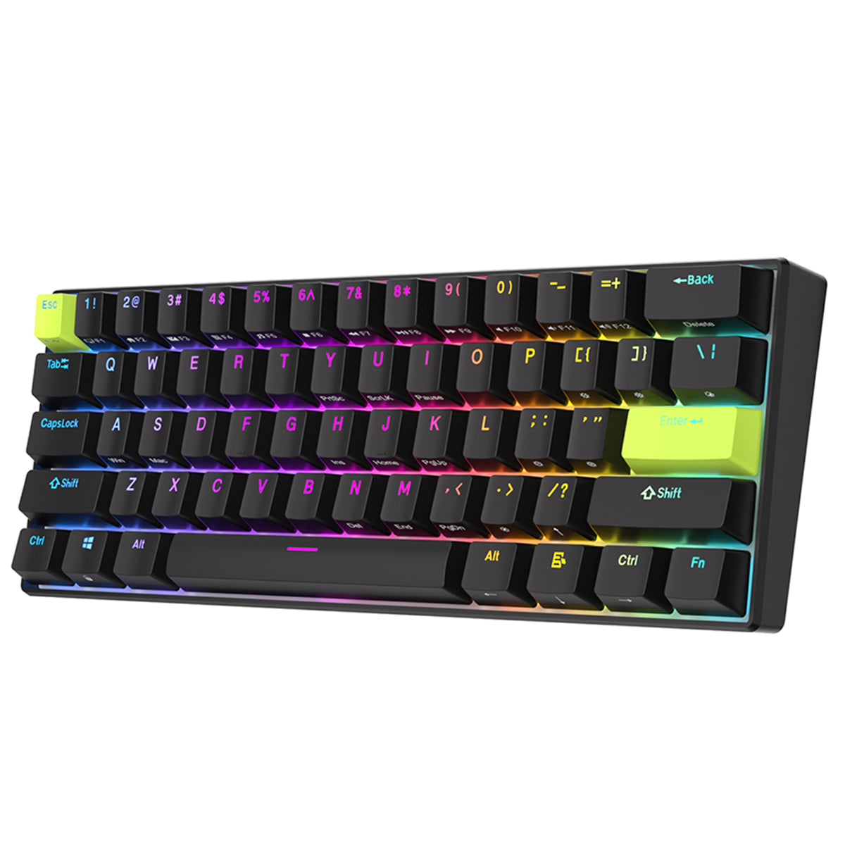 Royal Kludge RK-C61 Single-Mode RGB 61 Keys Hot Swappable Magnetic Mechanical Keyboard Black/Green