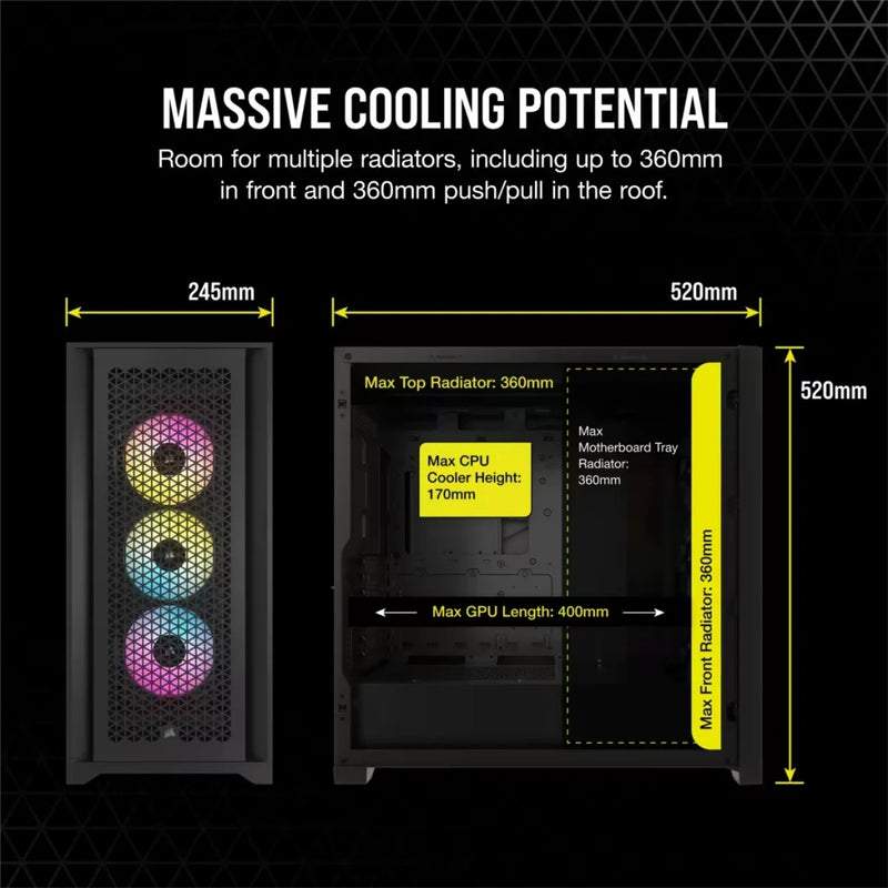 Corsair iCue 5000D RGB Airflow Mid-Tower ATX PC Case (Black)