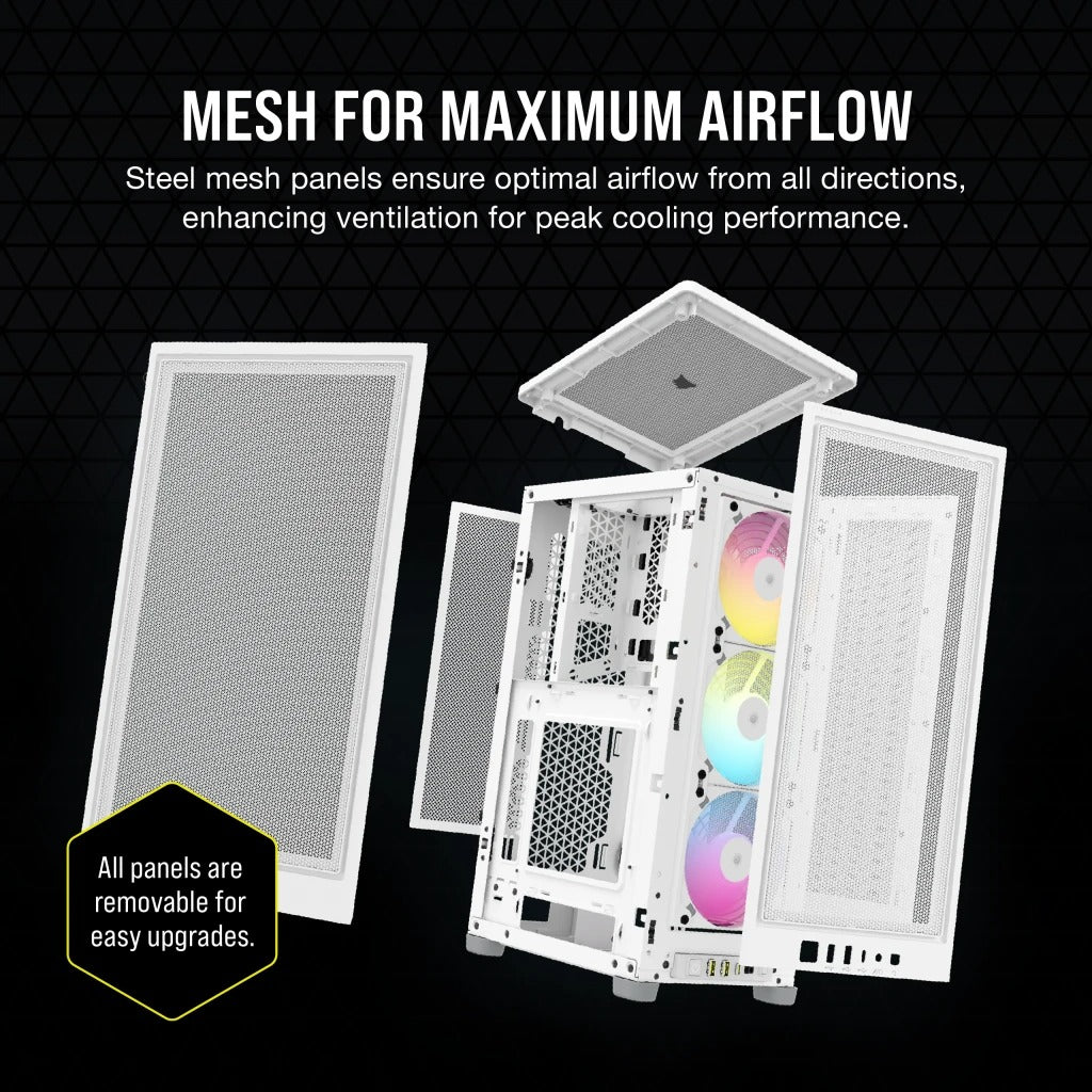 Corsair iCue 2000D RGB Airflow Mini-ITX PC Case (White)