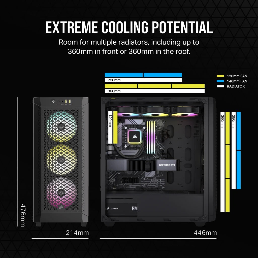 Corsair 480T RGB Airflow Tempered Glass Mid-Tower Case (Black)