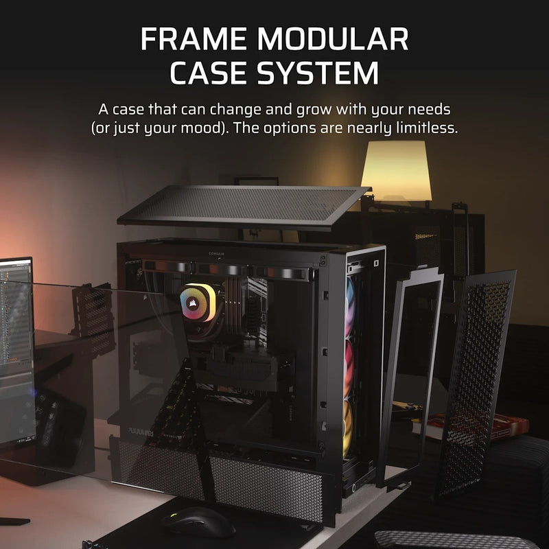 Corsair Frame 4000D RS ARGB Modular Mid-Tower PC Case (Black, White)