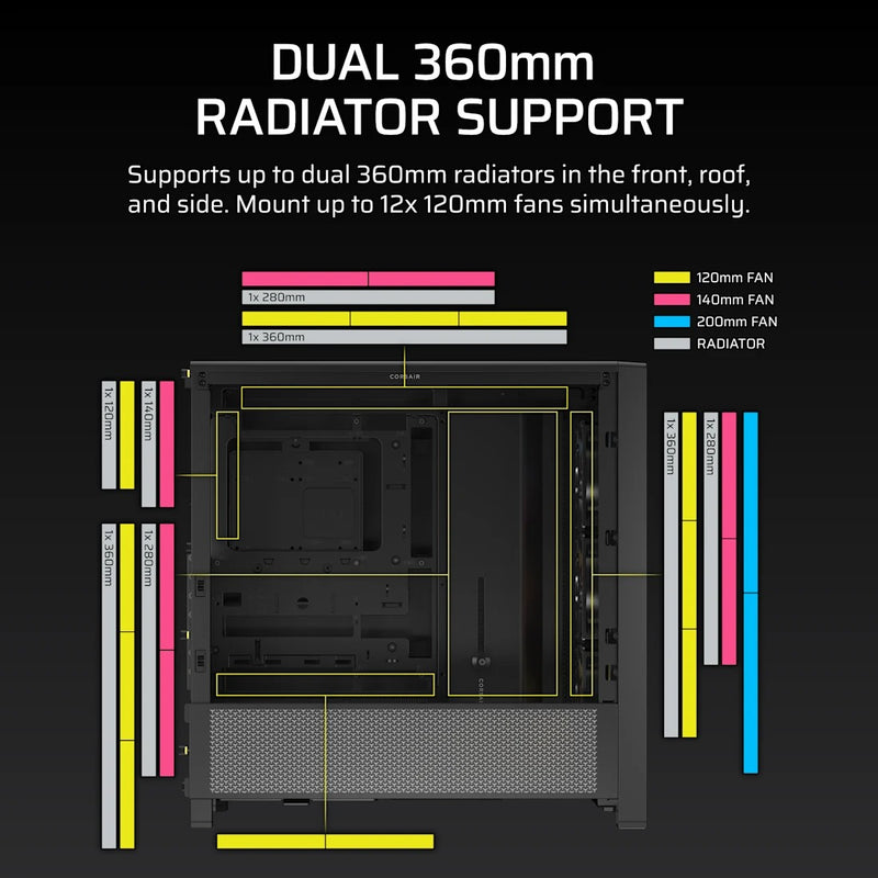 Corsair Frame 4000D RS ARGB Modular Mid-Tower PC Case (Black, White)