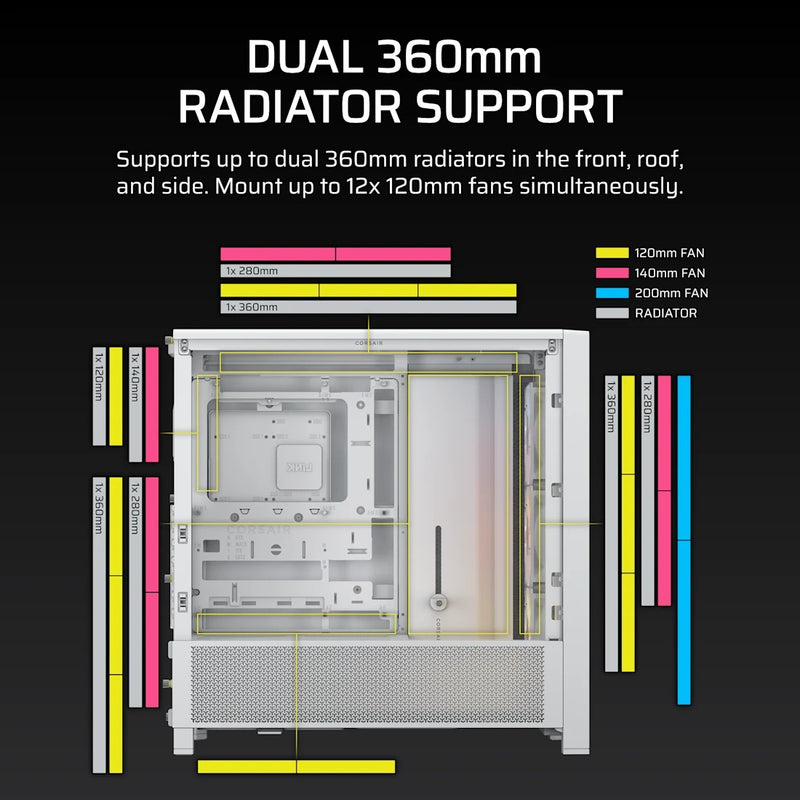 Corsair Frame 4000D RS ARGB Modular Mid-Tower PC Case (Black, White)