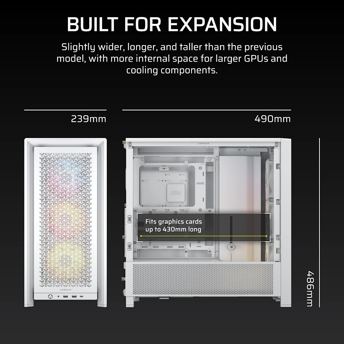 Corsair Frame 4000D RS ARGB Modular Mid-Tower PC Case (Black, White)