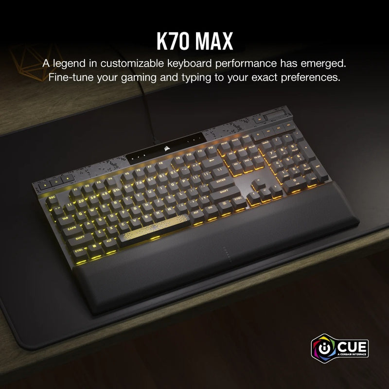 Corsair K70 Max RGB Magnetic-Mechanical Gaming Keyboard (Steel Grey) (Adjustable MGX Switches)