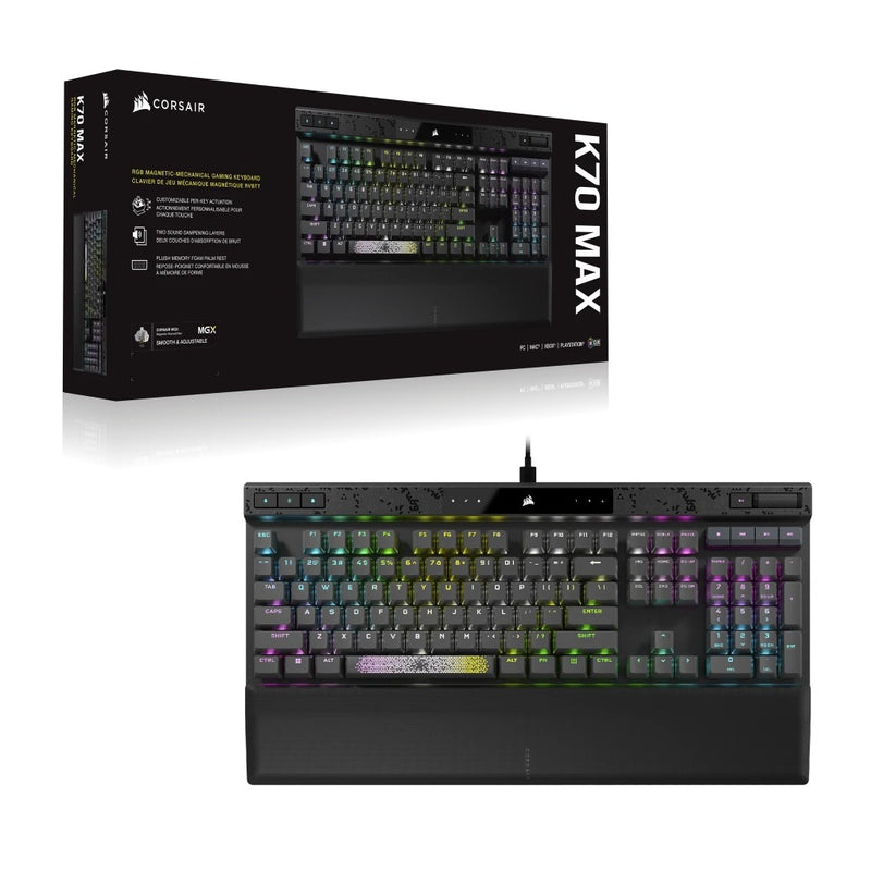 Corsair K70 Max RGB Magnetic-Mechanical Gaming Keyboard (Steel Grey) (Adjustable MGX Switches)