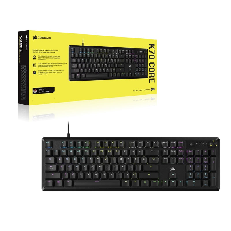 Corsair K70 Core RGB Mechanical Gaming Keyboard (Red Linear Switch) (Black)