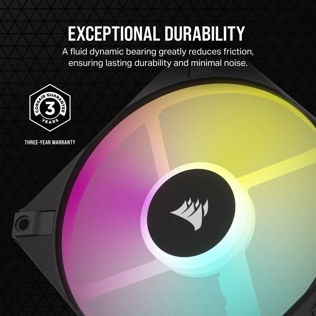 Corsair iCUE AF120 RGB Slim 120MM PWM Fluid Dynamic Bearing Fan With Lightning Node Core (Black)