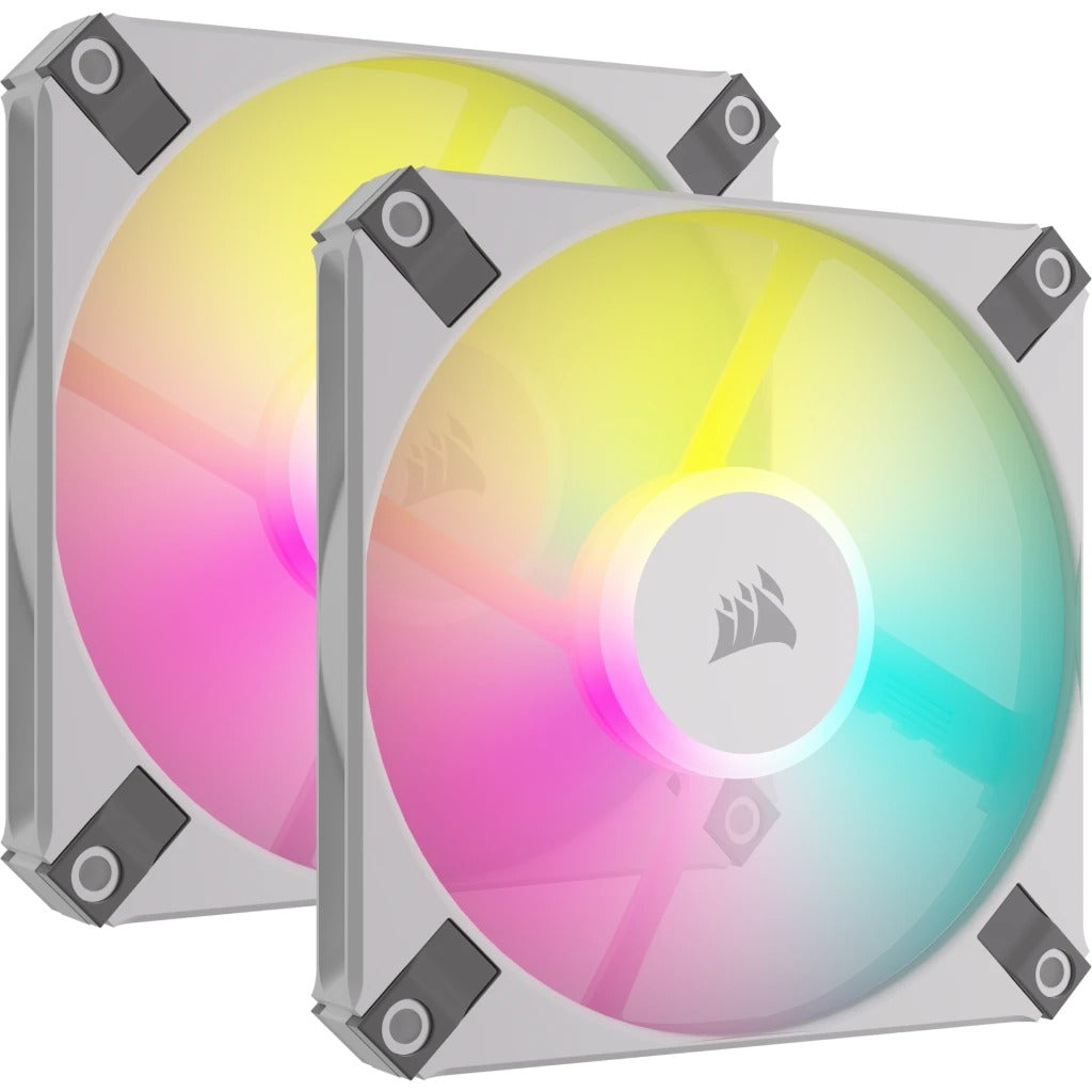 Corsair iCUE AF120 RGB Slim 120MM PWM Fluid Dynamic Bearing Fan With Lightning Node Core (White) (Twin Pack)