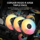Corsair RS120-R ARGB 120mm PWM Reverse Fan - Triple Pack
