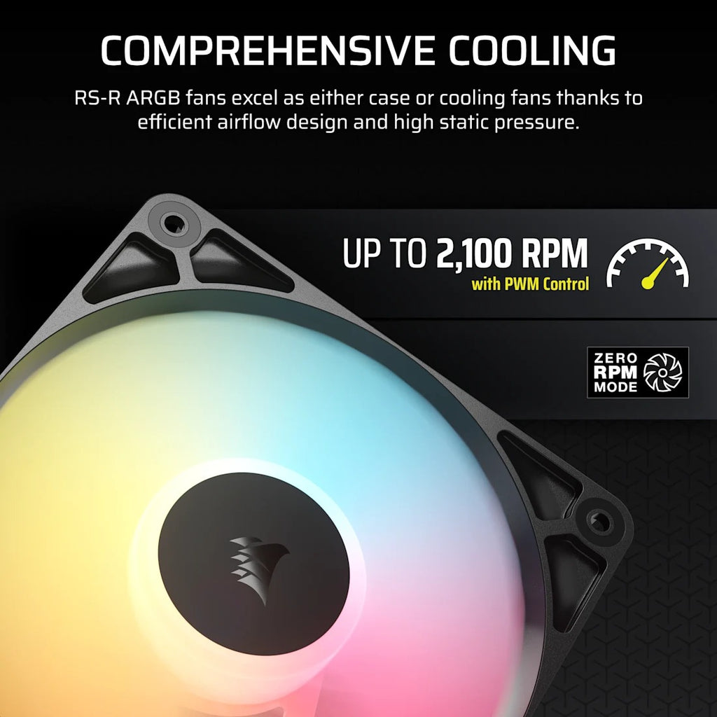 Corsair R120 Corsair RS120-R ARGB 120mm PWM Reverse Fan - Triple Pack (Black, White)