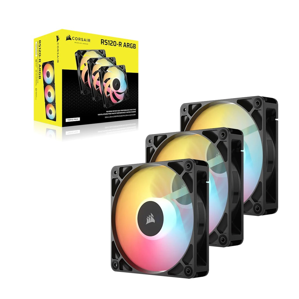 Corsair R120 Corsair RS120-R ARGB 120mm PWM Reverse Fan - Triple Pack (Black, White)