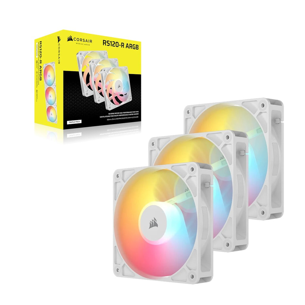 Corsair R120 Corsair RS120-R ARGB 120mm PWM Reverse Fan - Triple Pack (Black, White)