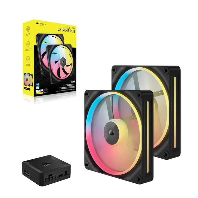 Corsair iCue Link LX140-R RGB 140mm PWM Reverse Dual Fan Kit (Black) (CO-9051052-WW)