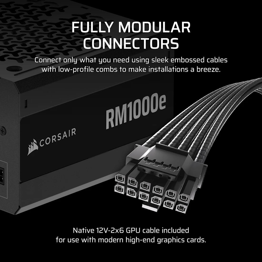 Corsair RMe Series RM1000e Fully Modular Low-Noise ATX Power Supply (CP-9020297-NA)
