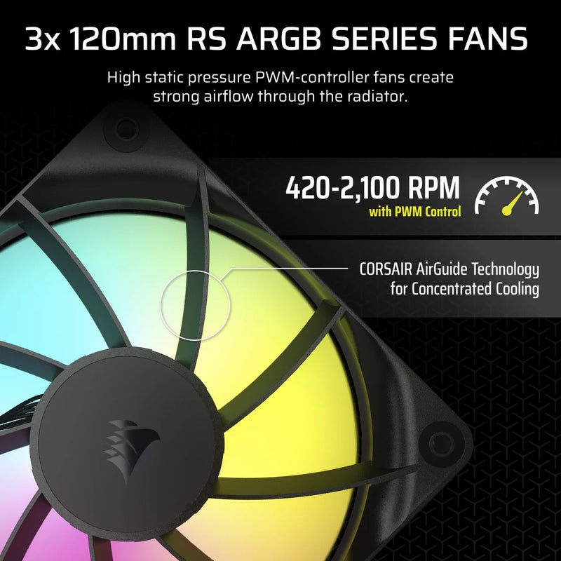 Corsair Nautilus 360 RS Performance 360MM RGB liquid CPU Cooler (Black, White)