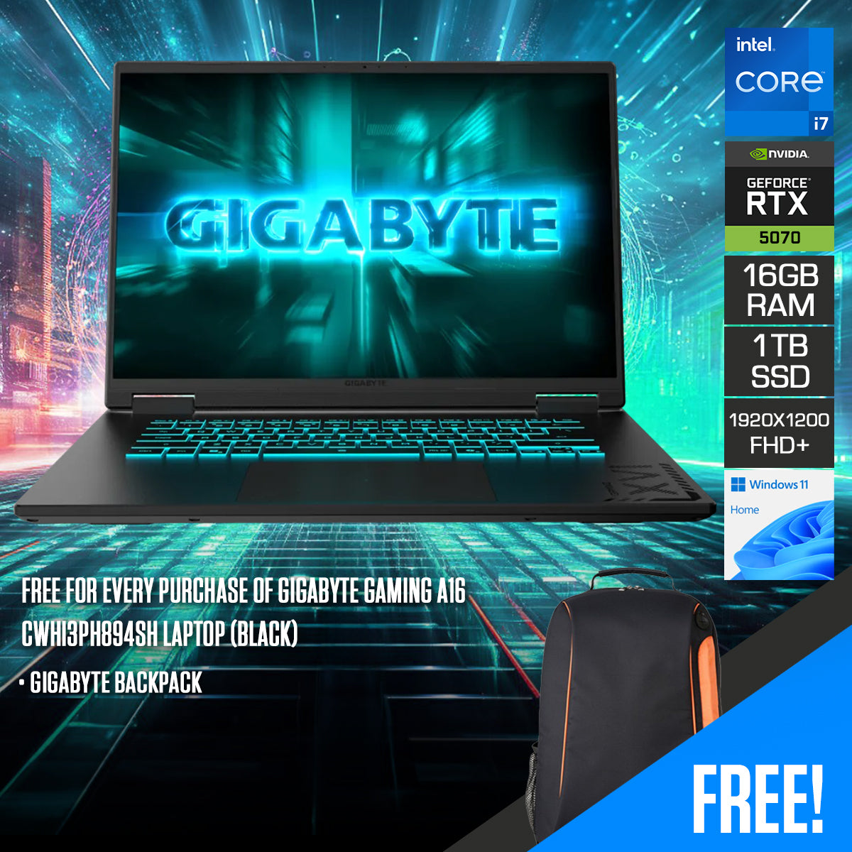 Gigabyte Gaming A16 CWHI3PH894SH Laptop (Black)
