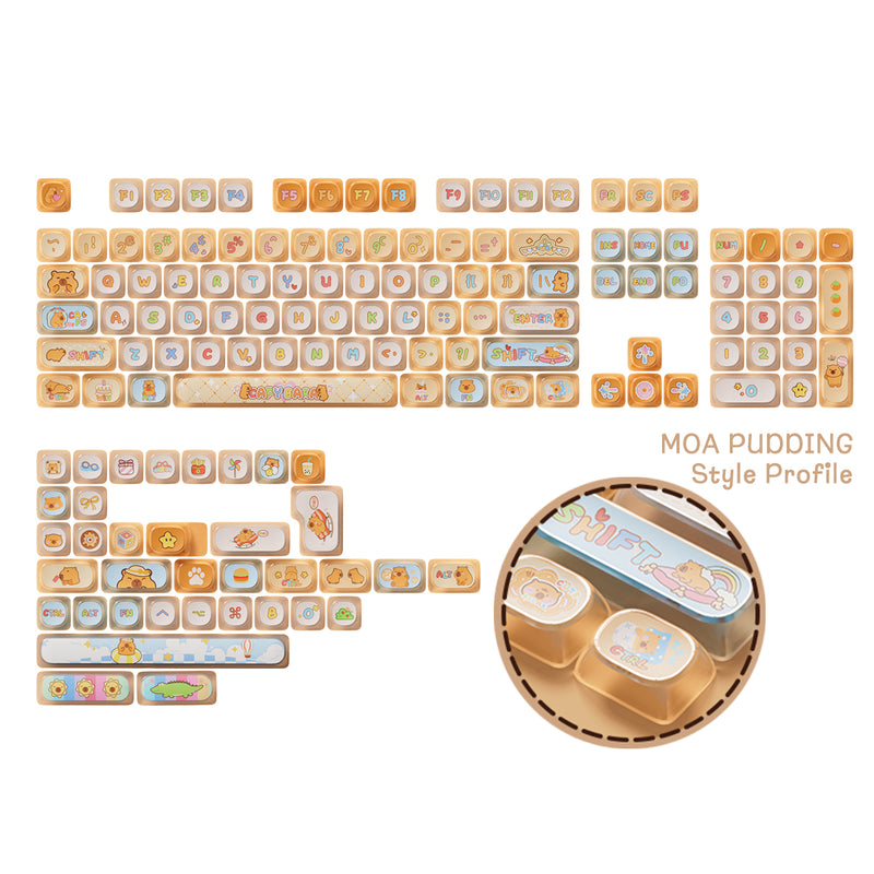 Akko Capybara Pudding Keycap Set MOA Profile 140 Keys