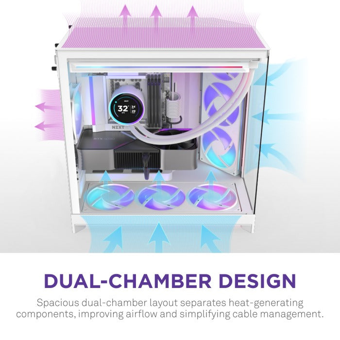 NZXT H9 Flow RGB Large Dual-Chamber Mid-Tower ATX Airflow Case with RGB