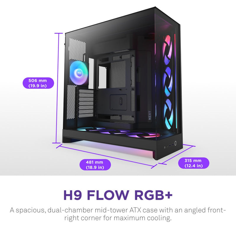 NZXT H9 Flow RGB+ Large Dual-Chamber Mid-Tower ATX Airflow Case