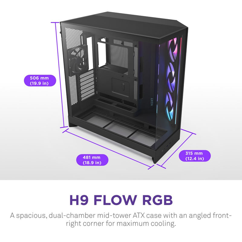 NZXT H9 Flow RGB+ Large Dual-Chamber Mid-Tower ATX Airflow Case