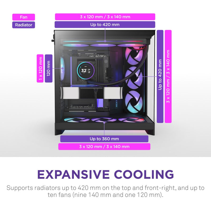 NZXT H9 Flow RGB+ Large Dual-Chamber Mid-Tower ATX Airflow Case