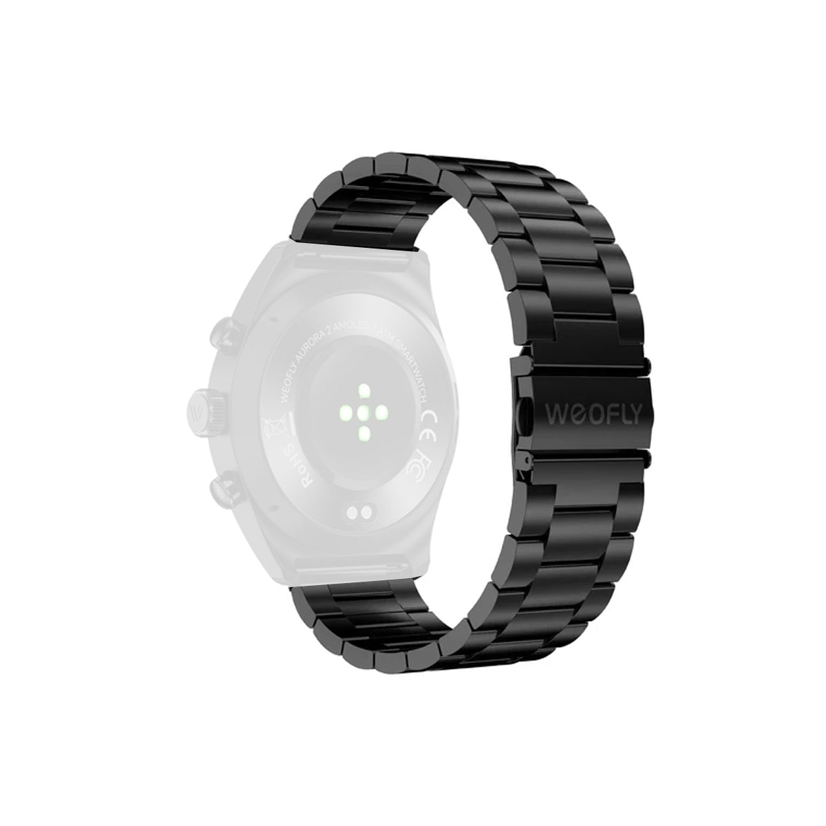Weofly WF09 22mm Stainless Steel Watch Strap (Black, Silver) (WFWB719BL, WFWB719SL)