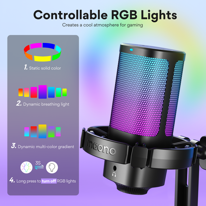 Maono DGM20G USB RGB Gaming Condenser Noise Canceling Microphone