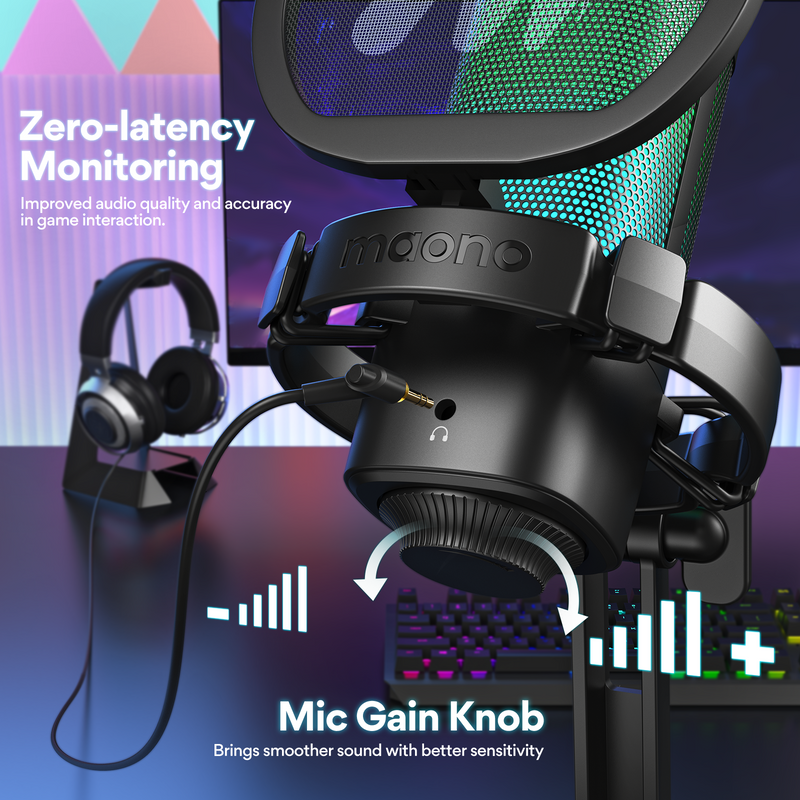 Maono DGM20G USB RGB Gaming Condenser Noise Canceling Microphone
