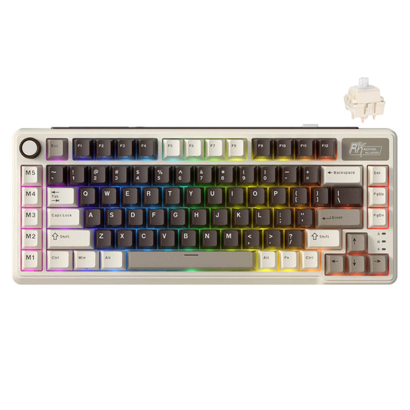 Royal Kludge RK L75 Tri-Mode RGB 85 Keys Hot-Swappable Mechanical Keyboard Mocha Grey