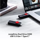 Lexar JumpDrive Dual Drive D300 USB 3.1 Type-C & Type-A 130MB/s Read Flash Drive