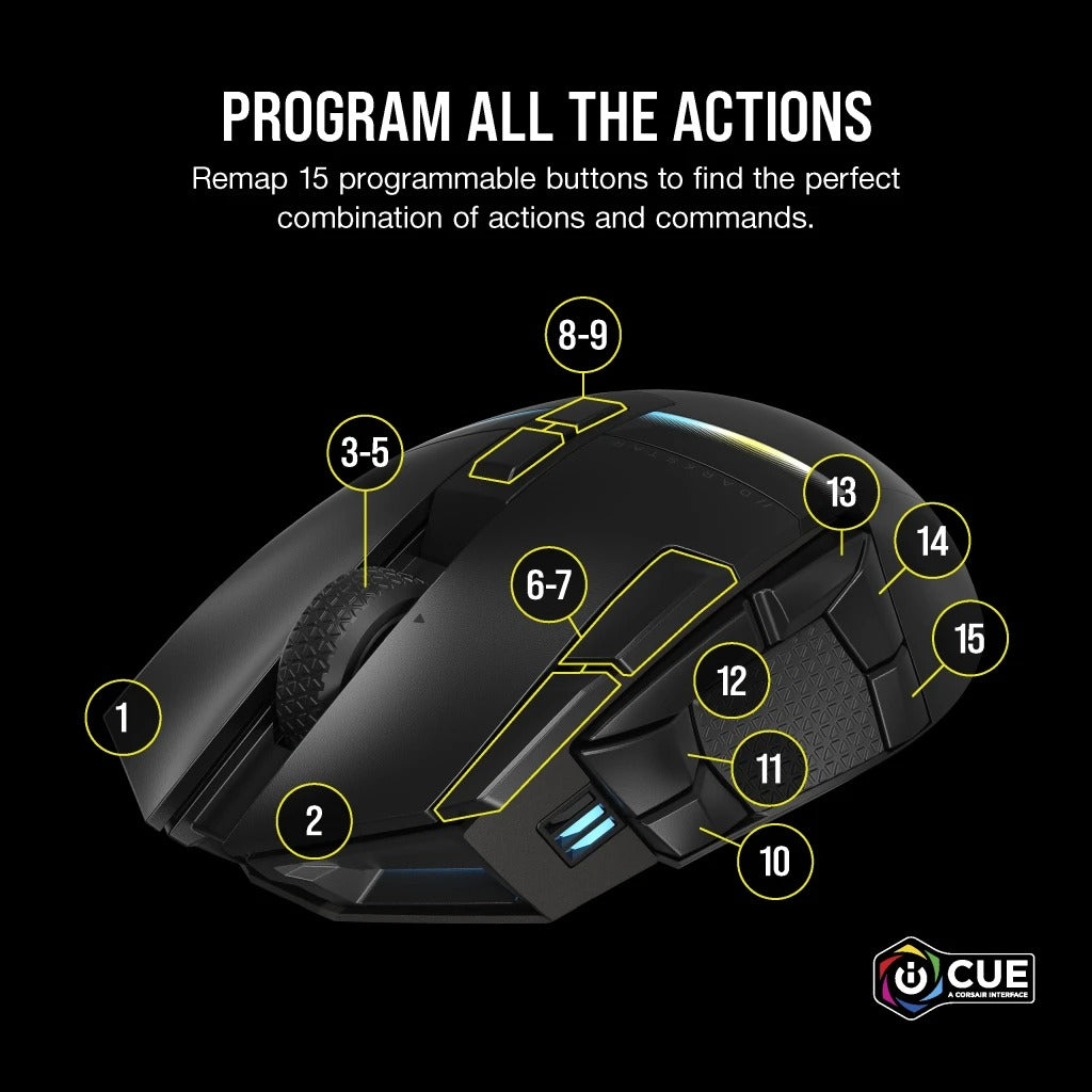 Corsair Darkstar Wireless RGB MOBA/MMO Optical Gaming Mouse (Black)
