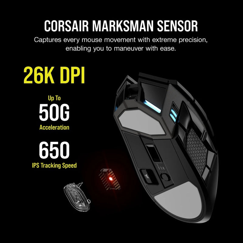 Corsair Darkstar Wireless RGB MOBA/MMO Optical Gaming Mouse (Black)