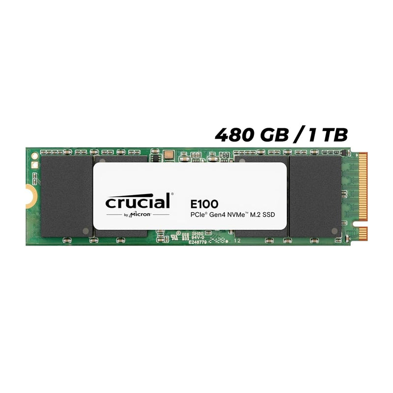 Crucial E100 PCIe Gen4 NVMe 2280 M.2 Internal SSD (480GB, 1TB)