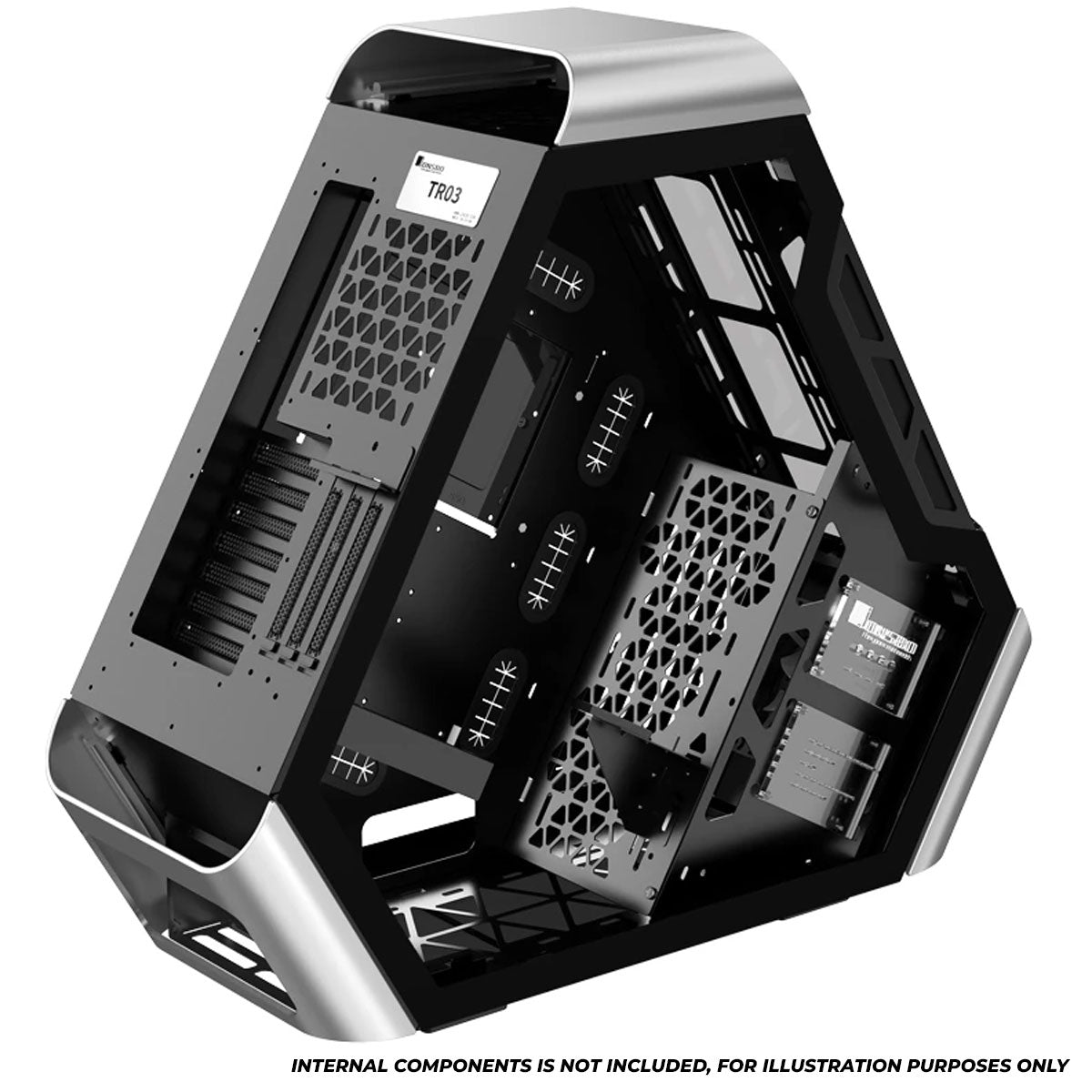 Jonsbo TR03-G Glass Panel ATX Equilateral Triangle Computer Case (Silver)