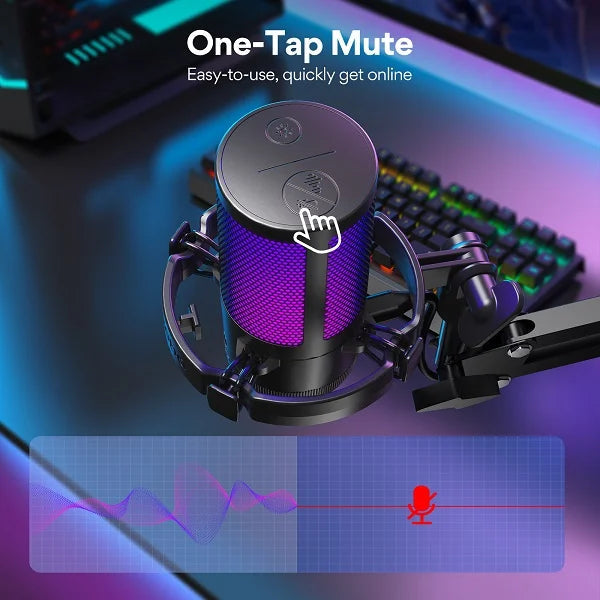 Maono DGM20S Gamerwave Condenser USB Gaming RGB Noise Canceling Microphone With Boom Arm