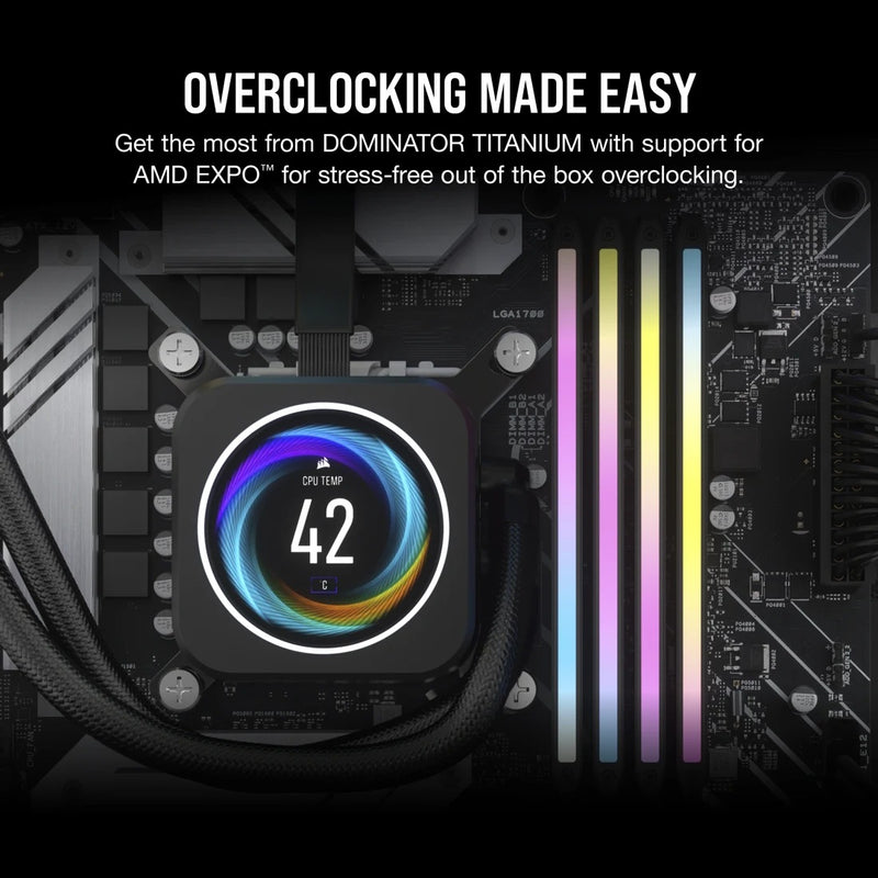 Corsair Dominator Titanium RGB 64GB (2x32GB) DDR5 DRAM 6000MT/s CL30 AMD Expo & Intel XMP Memory Kit (Grey) (CMP64GX5M2B6000Z30)
