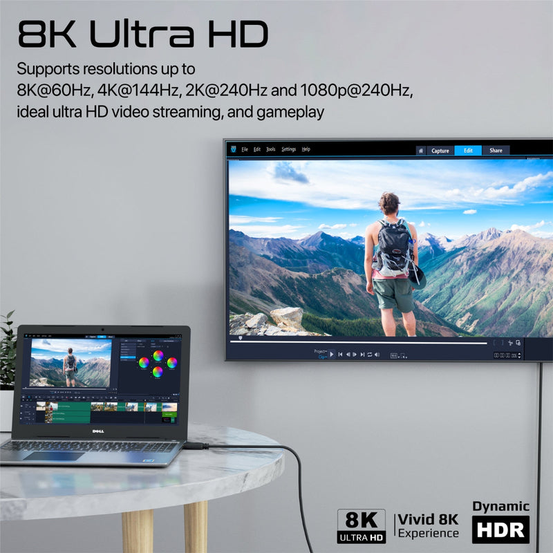 Promate DPLink-120 8K@60Hz High-Definition 120cm DisplayPort Cable