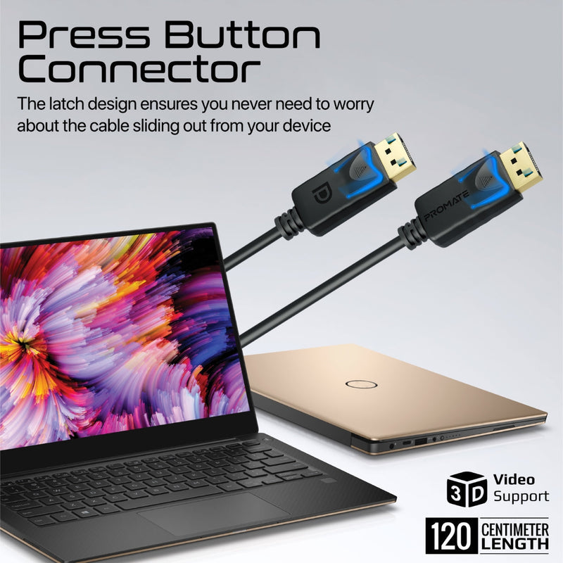 Promate DPLink-120 8K@60Hz High-Definition 120cm DisplayPort Cable