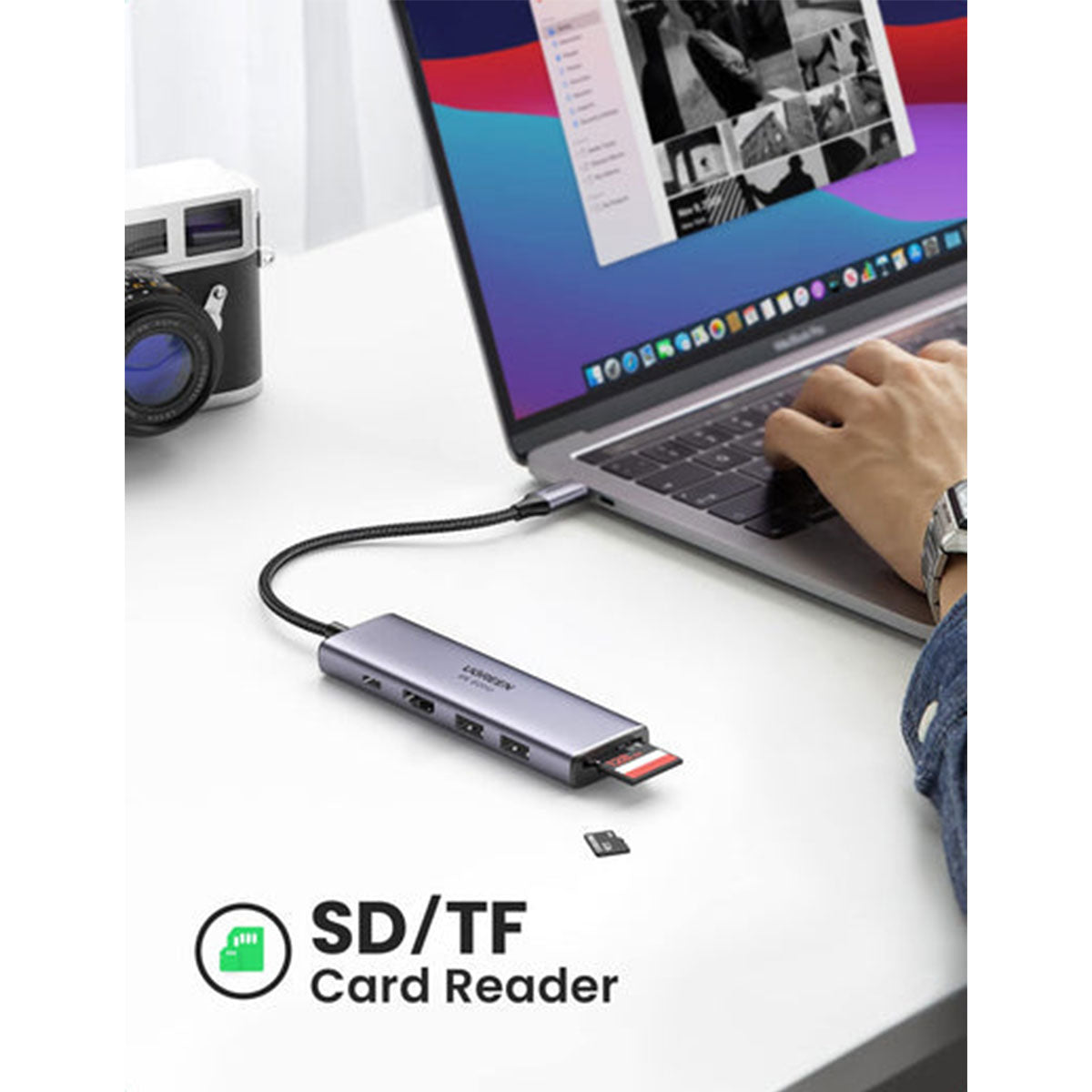 Ugreen USB-C to HDMI + 2xUSB 3.0 A + SD/TF + PD Converter (6-in-1) Multifunction Adapter (Gray)