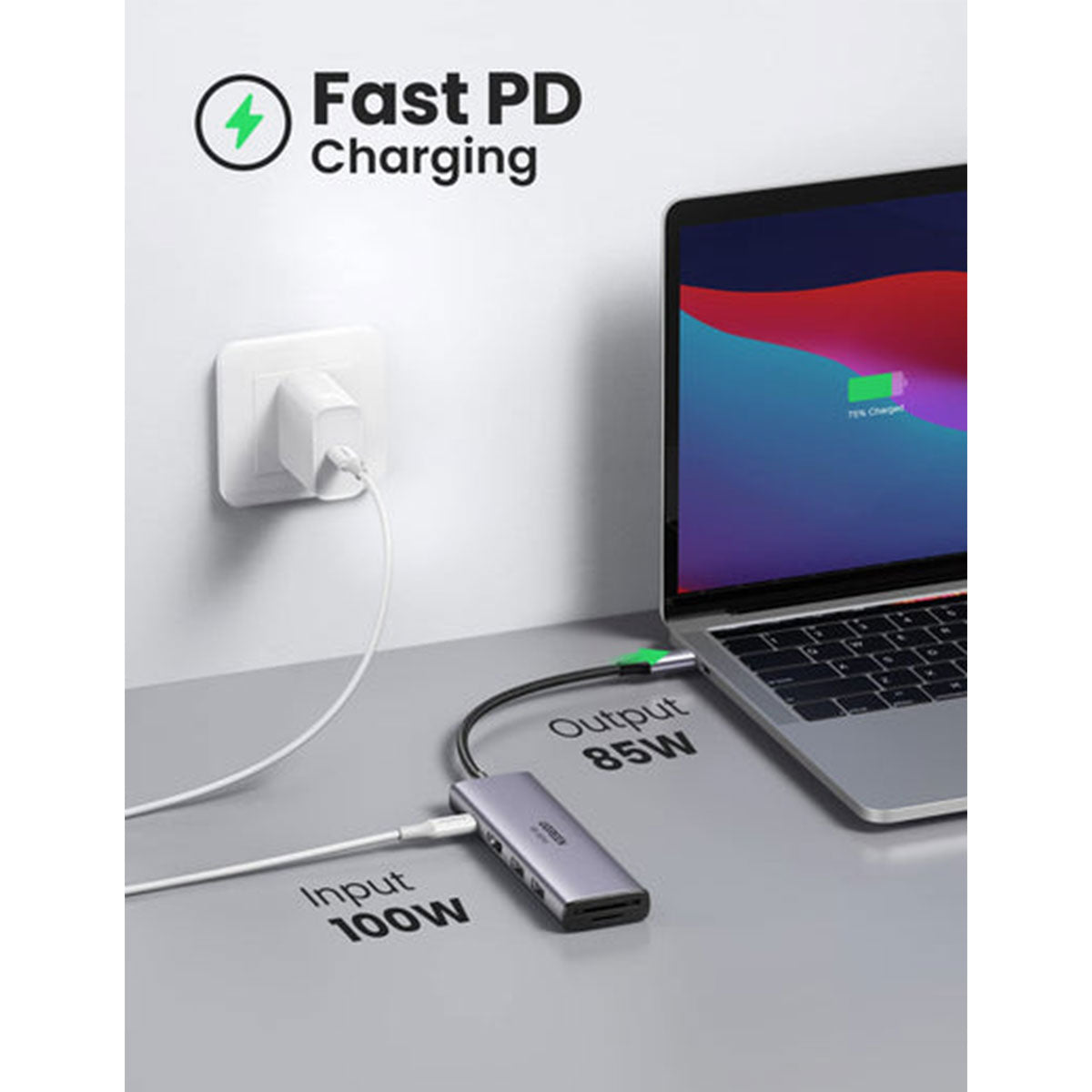 Ugreen USB-C to HDMI + 2xUSB 3.0 A + SD/TF + PD Converter (6-in-1) Multifunction Adapter (Gray)