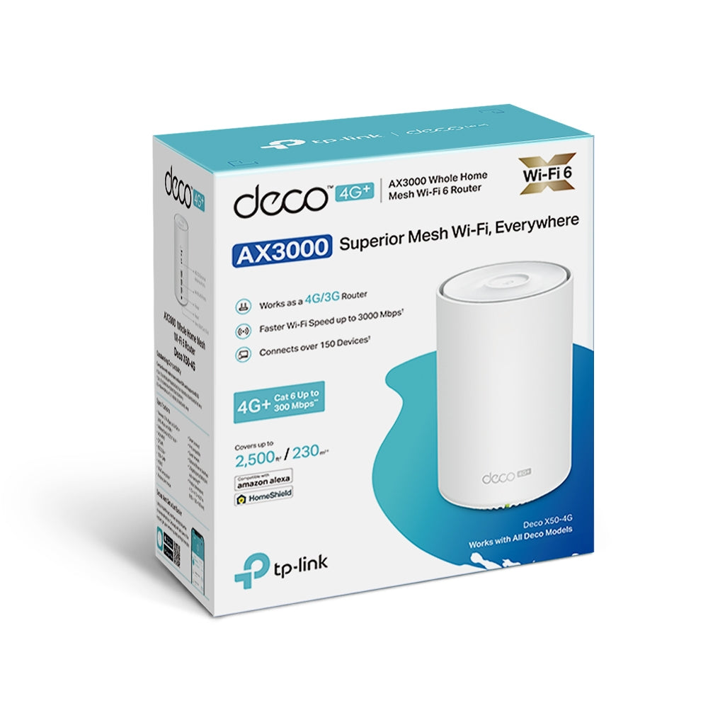 TP-Link 4G + AX3000 Whole Home Mesh Wi-Fi 6 Router | 300MBPS 4G+ LTE Advanced Modem (Deco X50-4G)