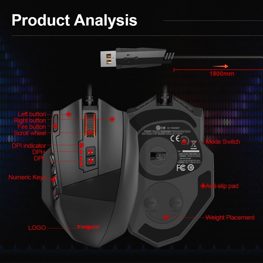 E-YOOSO X-39 RGB Wired Gaming Mouse (Black)