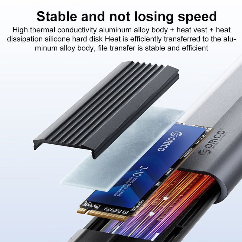 Orico M.2 NVMe SSD Enclosure with Silicone Protective Case (Grey) (AXM2-G2)