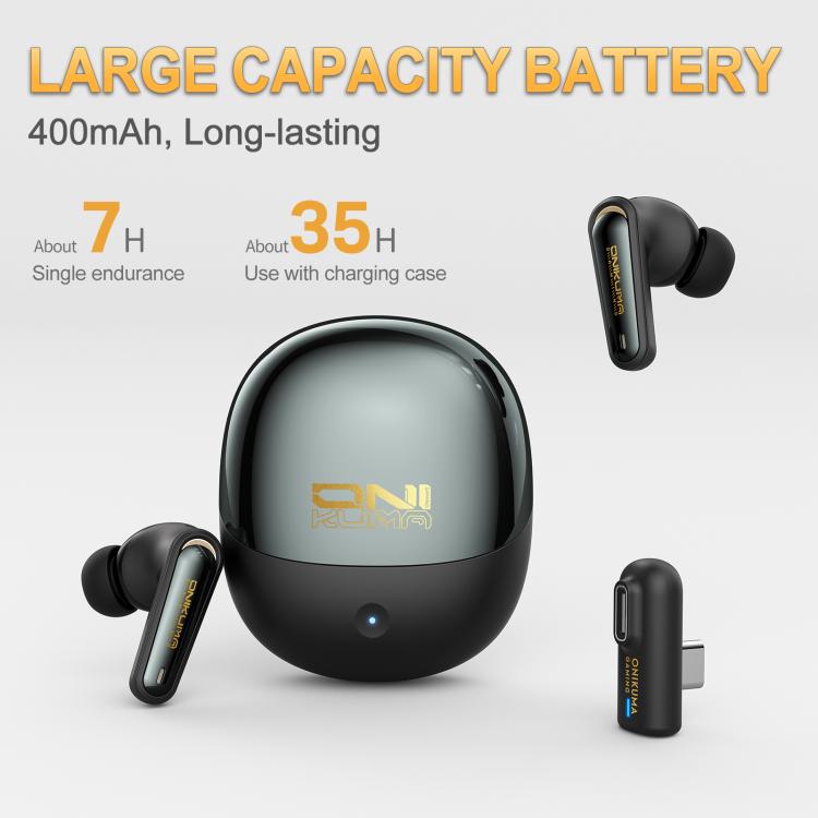 Onikuma TX610 Dual Mode Gaming Earbuds with ANC + ENC (Black)