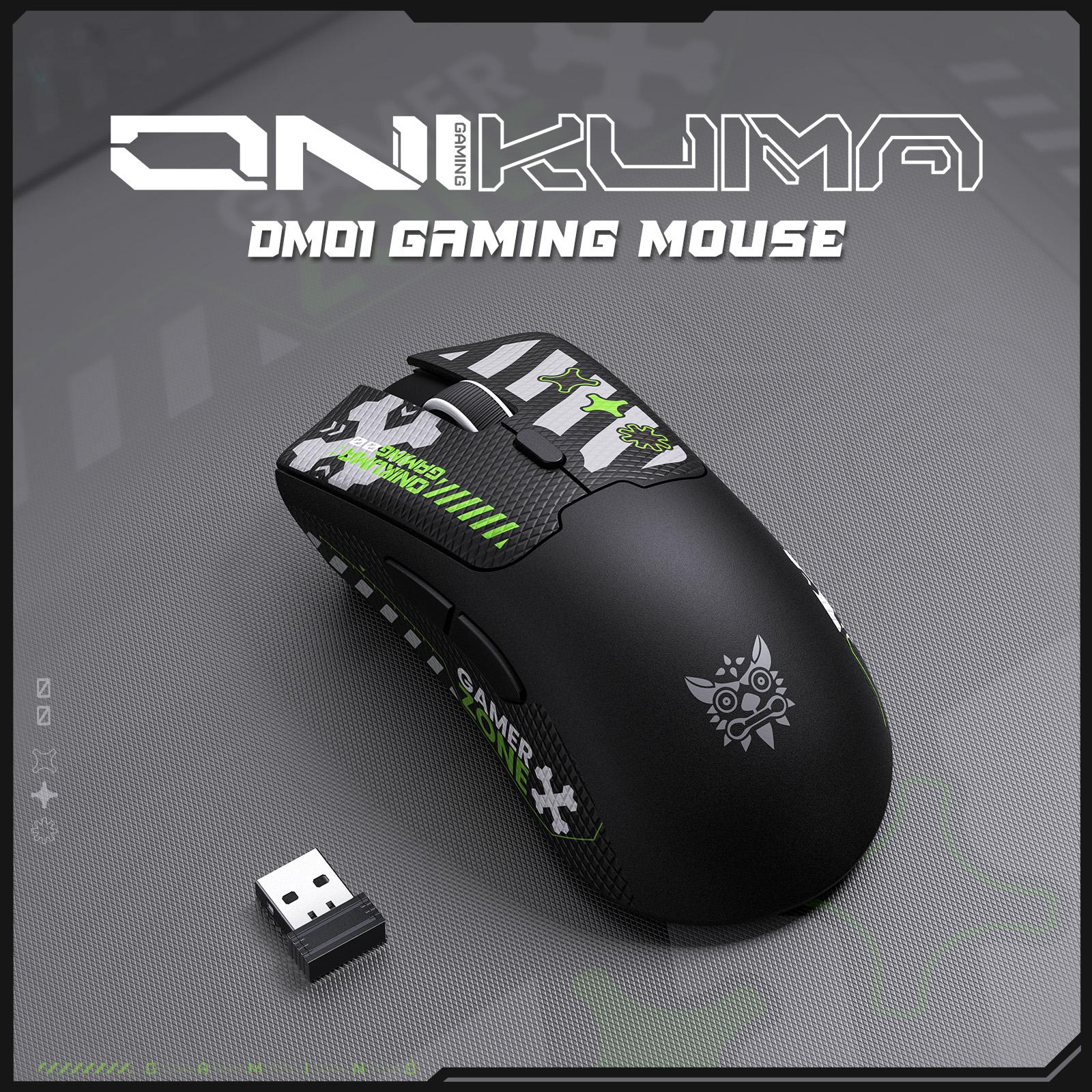 Onikuma DM01 Tri-Mode RGB Wireless Gaming Mouse (Black, White)
