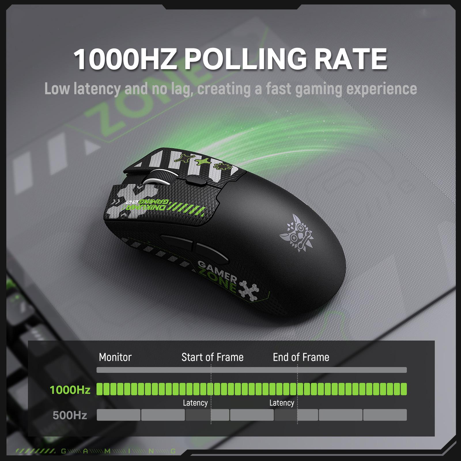 Onikuma DM01 Tri-Mode RGB Wireless Gaming Mouse (Black, White)